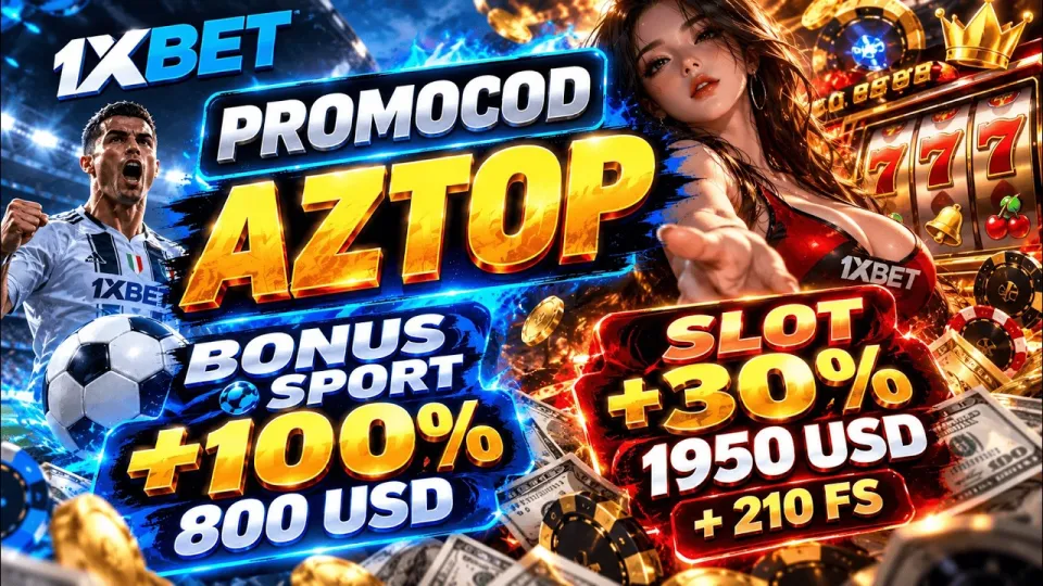 1xbet bonus today gives you a 100% sports top-up and 210 free spins with code AZTOP